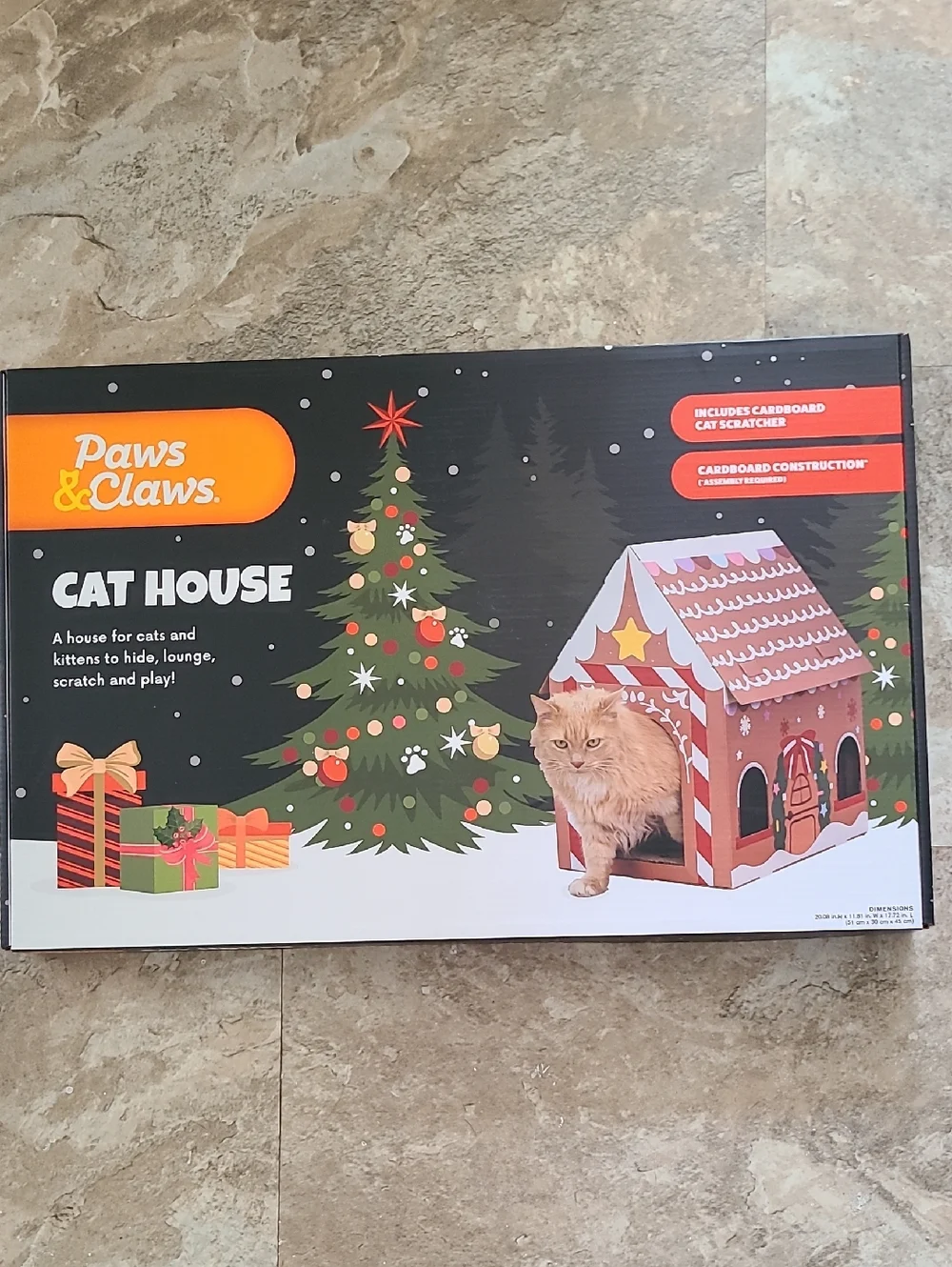 Paws & Claws Holiday Gingerbread Cat House Cardboard Playhouse And Scratcher